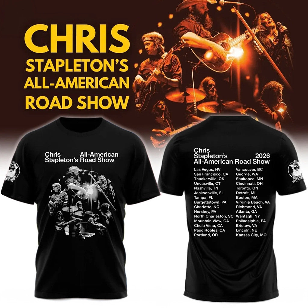 Chris Stapleton 2026 All American Road Show T-Shirt Chris Stapleton Merch Gifts - Merchluma