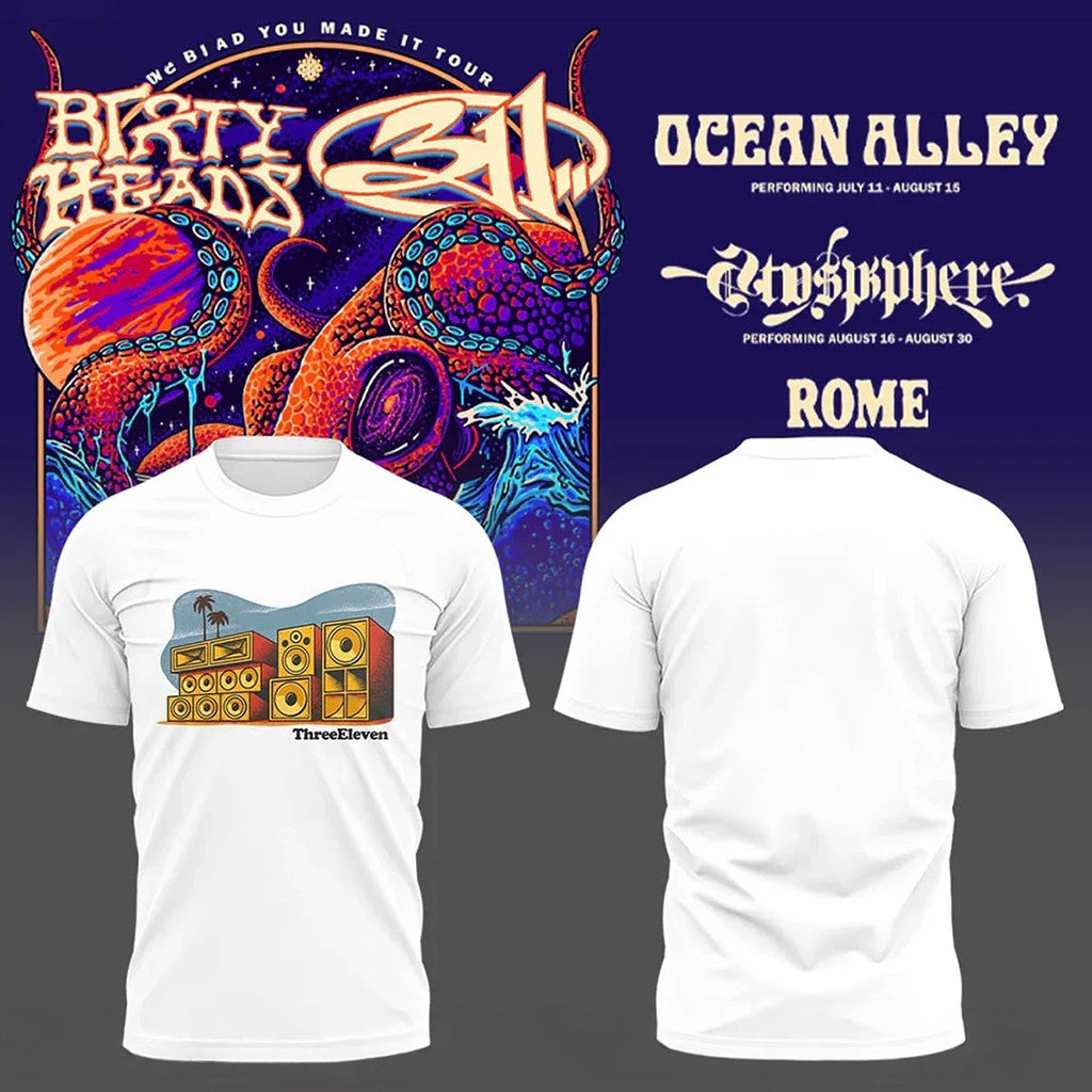 Dirty Heads x 311 Band Merch So Glad You Made It Tour 2026 T-Shirt White Three Eleven Shirt - Merchluma