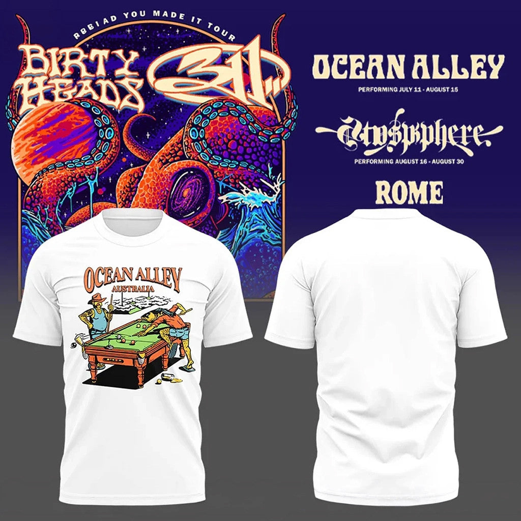 Ocean Alley Shirt White Dirty Heads x 311 Band Merch So Glad You Made It Tour 2026 T-Shirt Gift - Merchluma