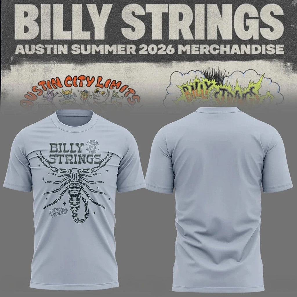 Billy Strings Tour 2026 Shirt Billy Strings Austin Summer 2026 Merchandise Light Blue - Merchluma