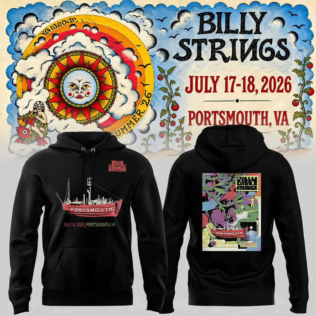 Billy Strings Tour 2026 Portsmouth Hoodie Black Billy Strings Merch Presents For Music Lovers - Merchluma
