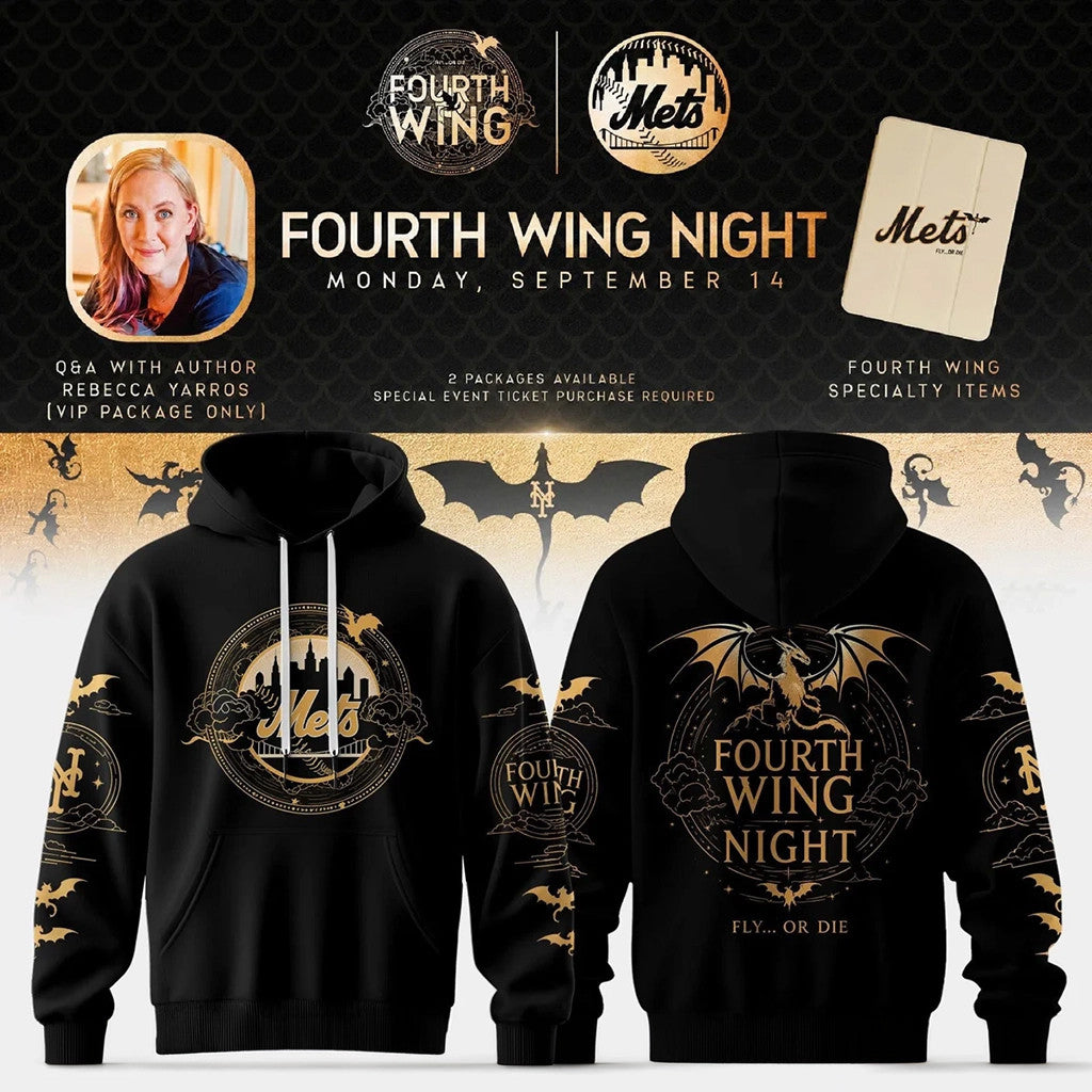 New York Mets x Fourth Wing Night 2026 Hoodie Black NY Mets Merch Gifts For Baseball Fans - Merchluma