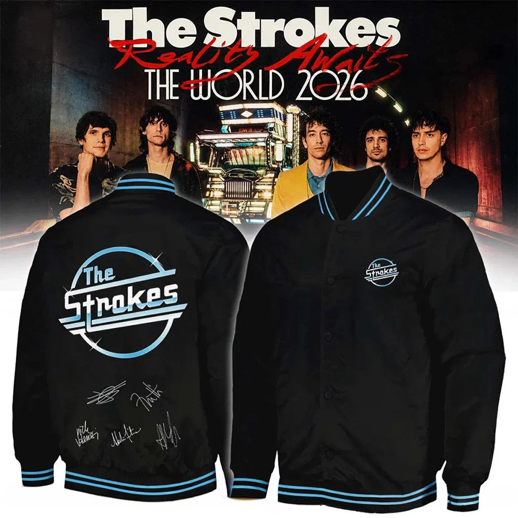 The Strokes Merch Reality Awaits The World Tour 2026 Bomber Jacket Best Gifts - Merchluma