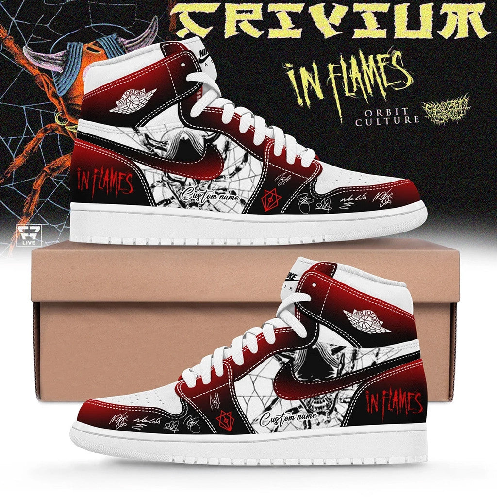Custom In Flames The Crown In The Grave Tour Sneakers Trivium Merch Gifts For Music Enthusiasts - Merchluma