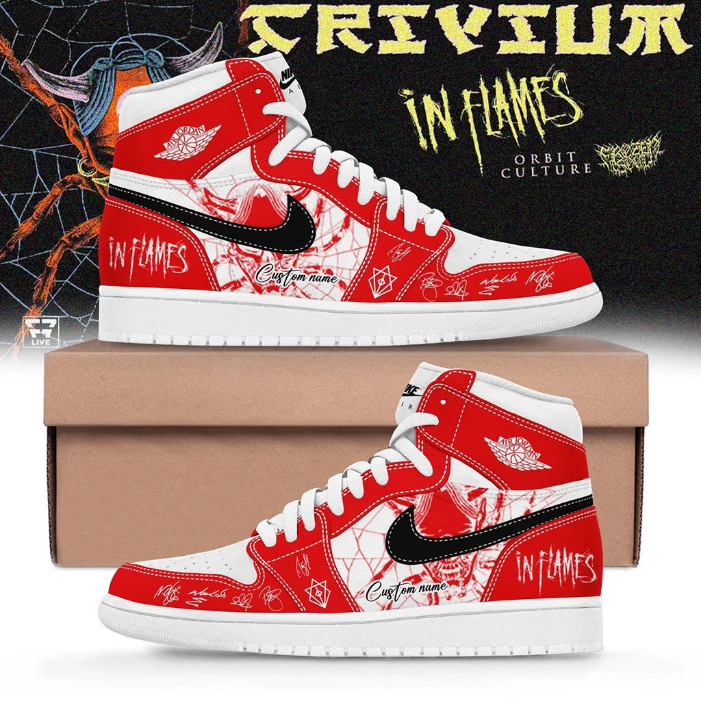 Custom Trivium Merch In Flames The Crown In The Grave Tour Sneakers Red Gifts For Music Fans - Merchluma