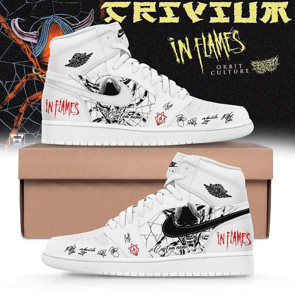 Custom Trivium Merch In Flames The Crown In The Grave Tour Sneakers White Gifts For Music Lovers - Merchluma
