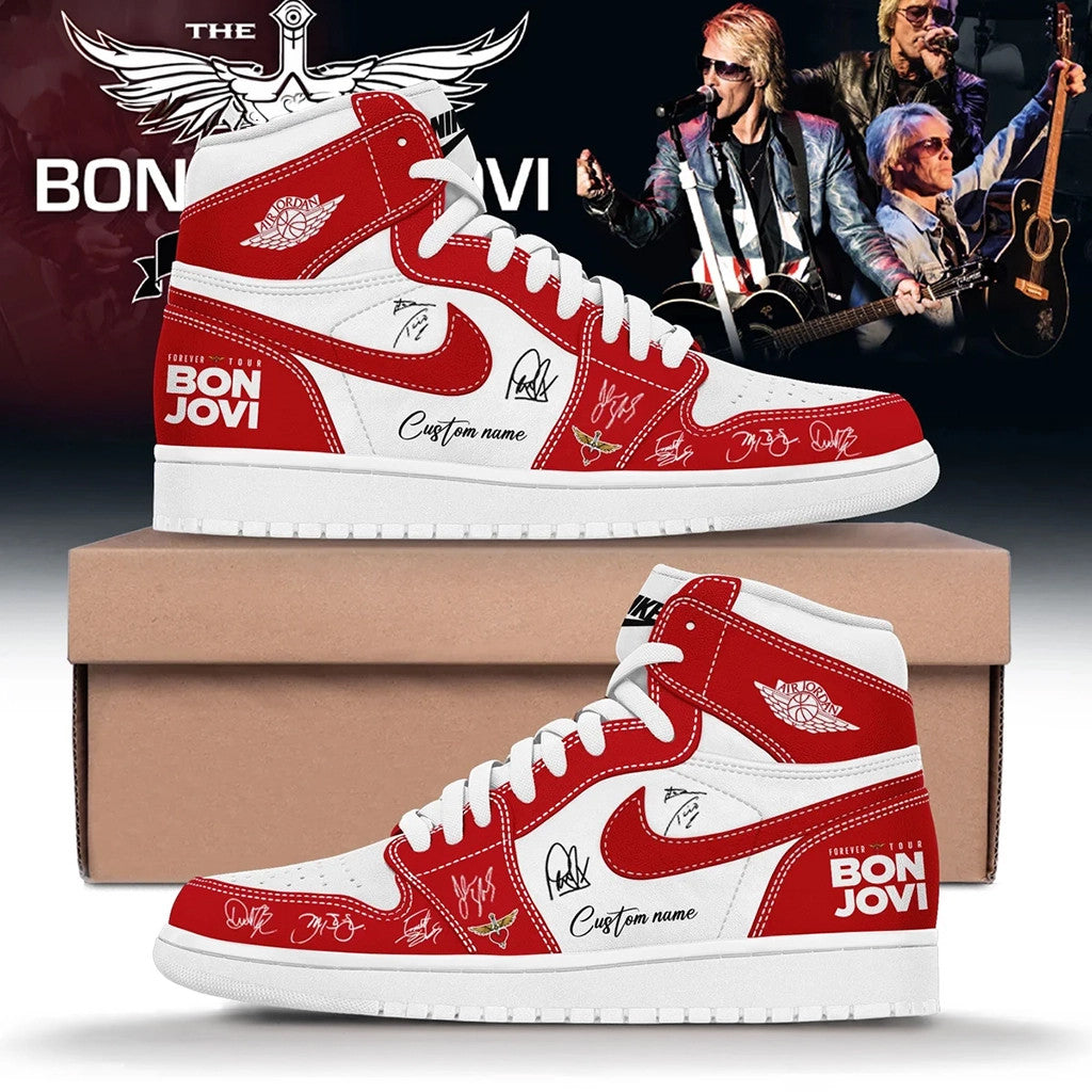Personalized Bon Jovi Forever Tour Shoes Bon Jovi Merch Birthday Gift For Brother - Merchluma