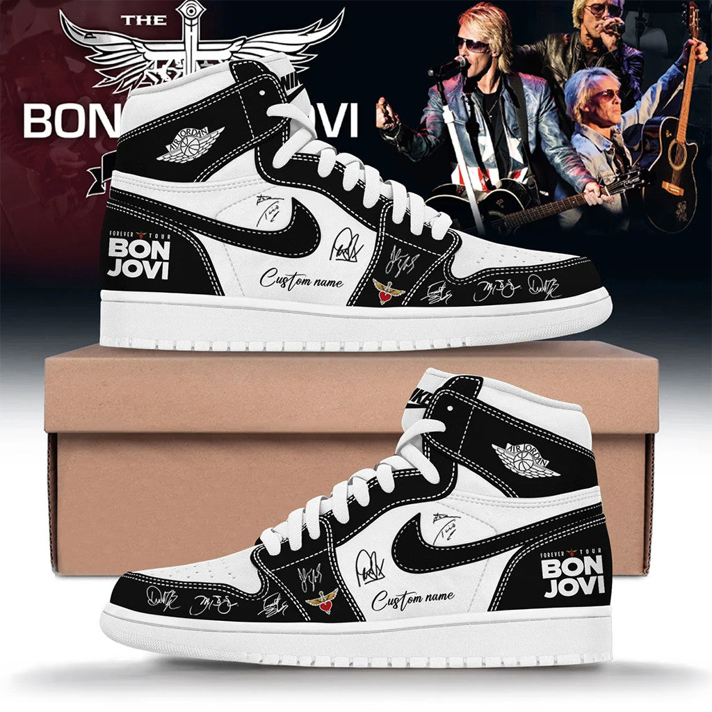 Personalized Bon Jovi Forever Tour Shoes Bon Jovi Merch Birthday Gift For Him - Merchluma
