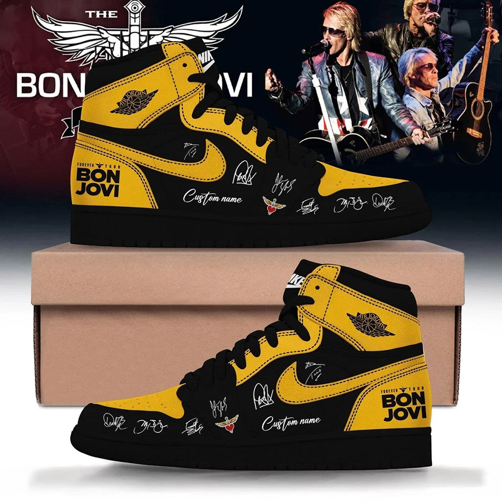 Personalized Bon Jovi Forever Tour Shoes Bon Jovi Merch Birthday Gift Ideas For Dad - Merchluma