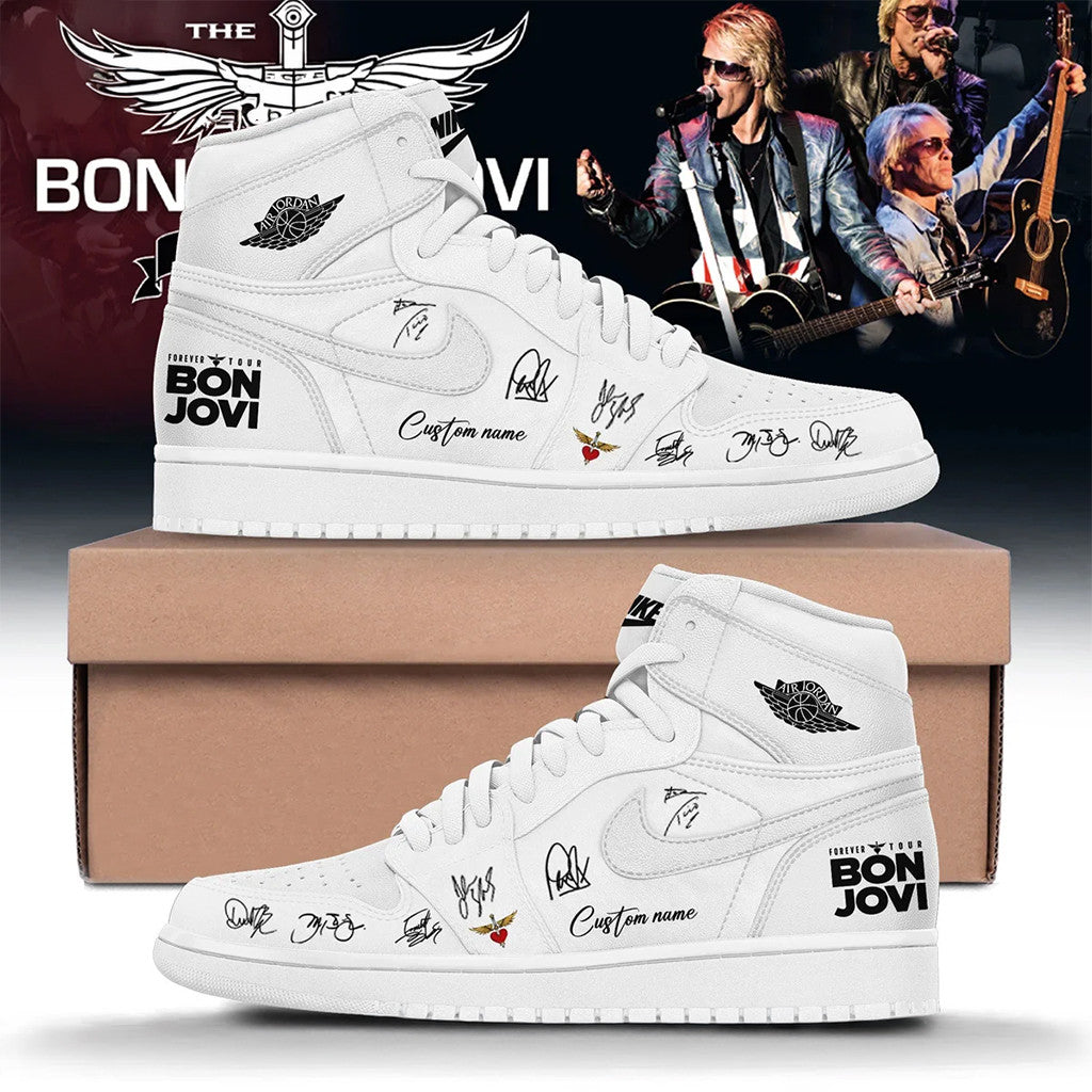 Personalized Bon Jovi Forever Tour Shoes Bon Jovi Merch Birthday Ideas For Brother - Merchluma