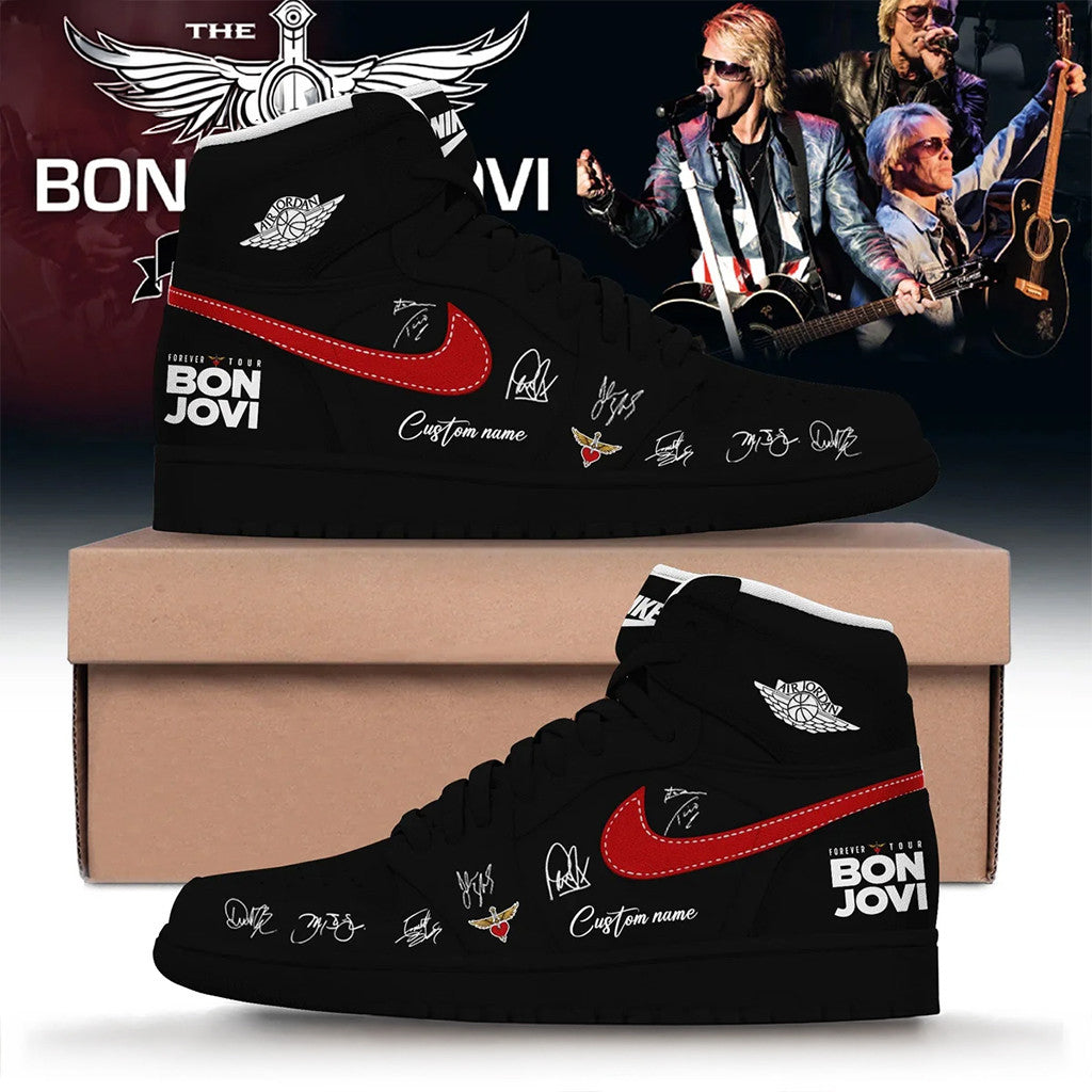 Personalized Bon Jovi Forever Tour Shoes Bon Jovi Merch Birthday Present For Brother - Merchluma