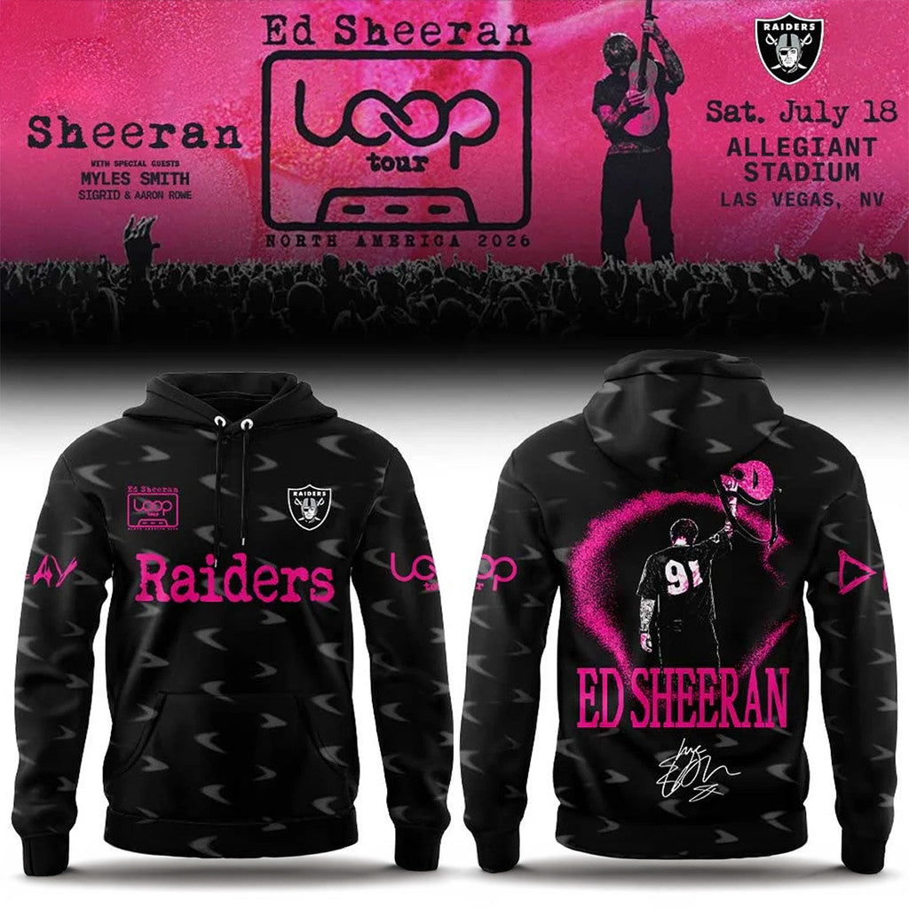 LV Raiders x Ed Sheeran The Loop Tour 2026 In Allegiant Stadium Signature Hoodie Raiders Merch - Merchluma