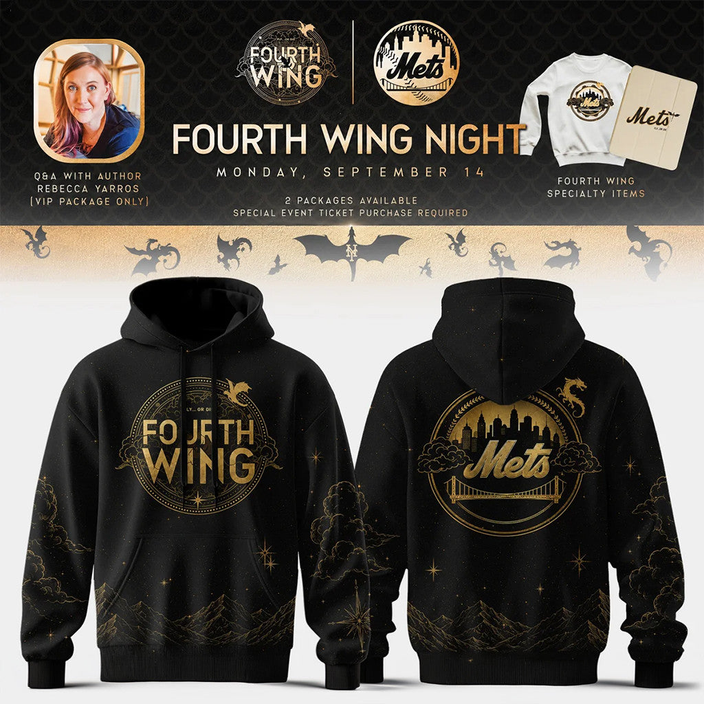 New York Mets x Fourth Wing Night Hoodie Black NY Mets Merch Gift For Brother In Law - Merchluma