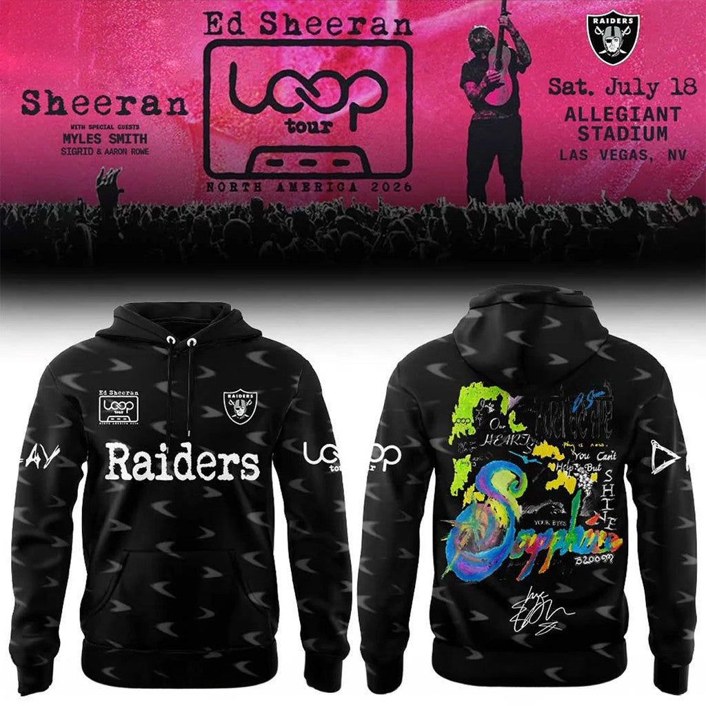 Raiders x Ed Sheeran The Loop Tour 2026 In Allegiant Stadium Signature Hoodie LV Raiders Merch - Merchluma