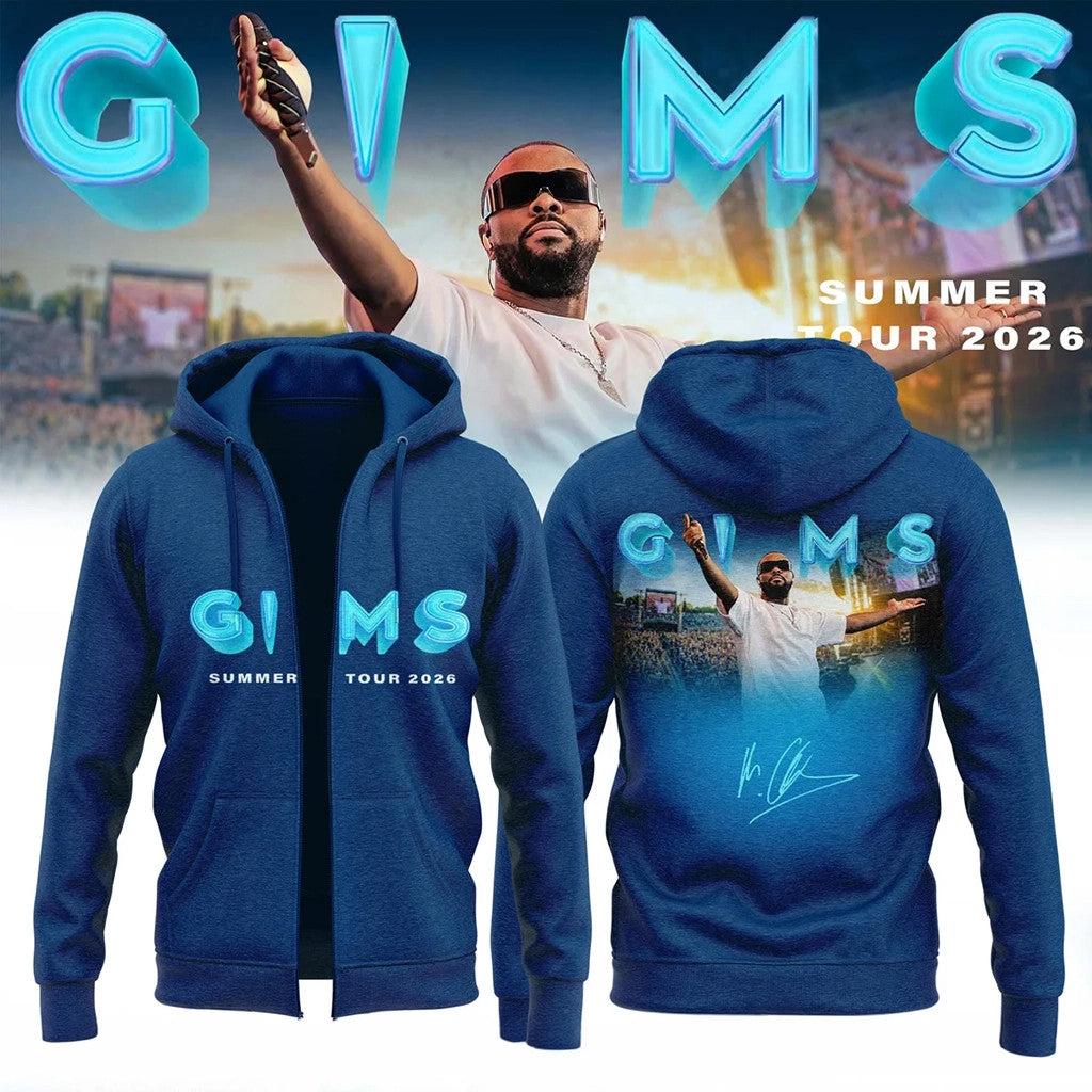 GIMS Summer Tour 2026 Signature Zip Hoodie GIMS Merch Blue Cool Gifts For Music Lovers - Merchluma