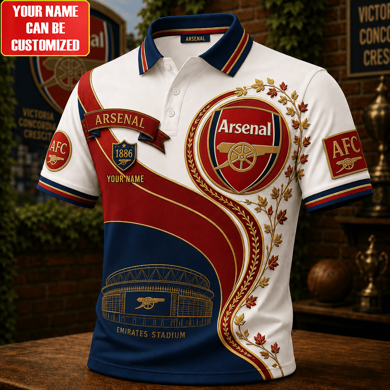 Personalized Arsenal AFC EST 1886 Polo Shirt Arsenal FC Merch Presents For Football Lovers - Merchluma