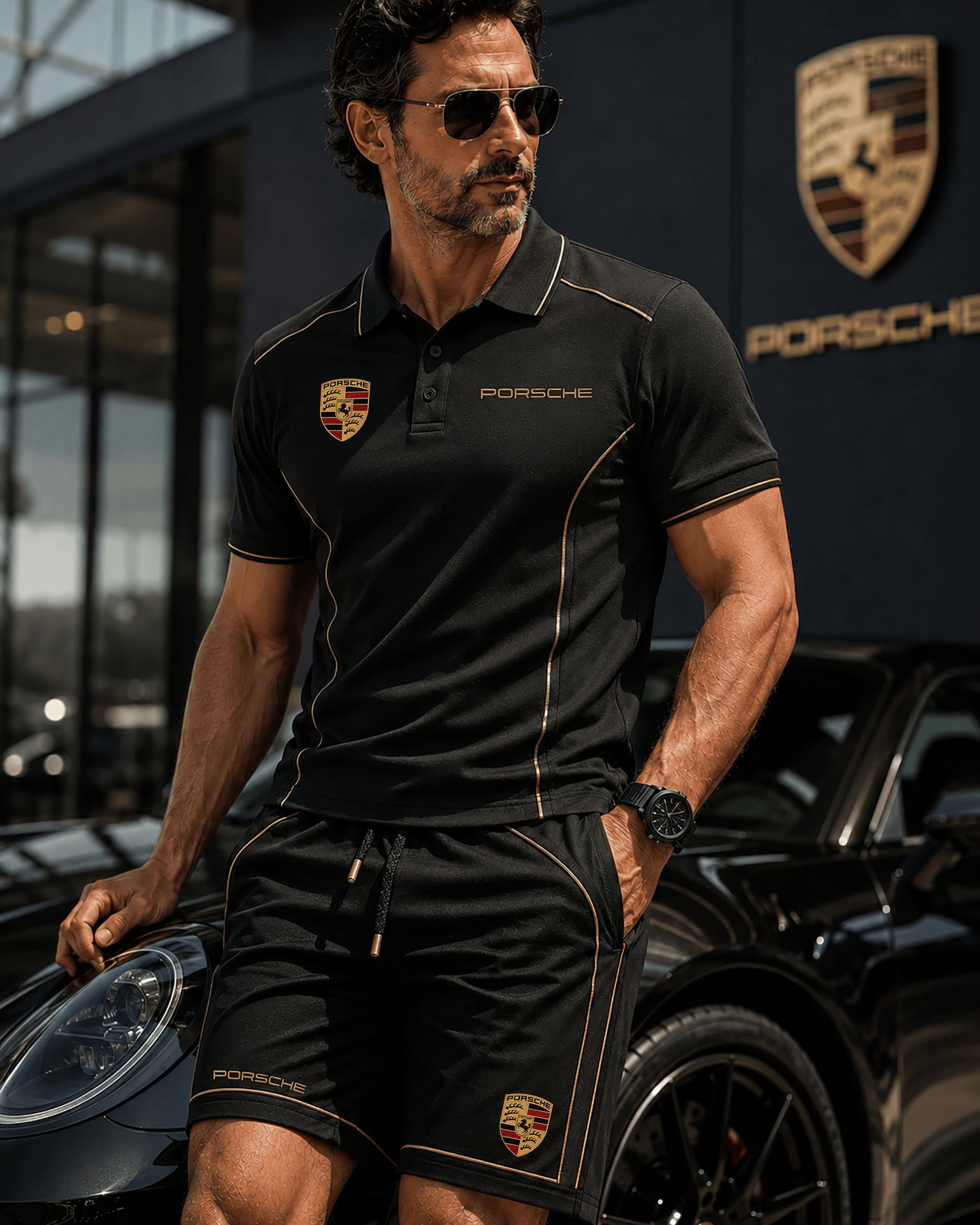 Pors Driven By Dreams 95TH Anniversary Polo Shirt And Shorts Present For Car Lovers - Merchluma