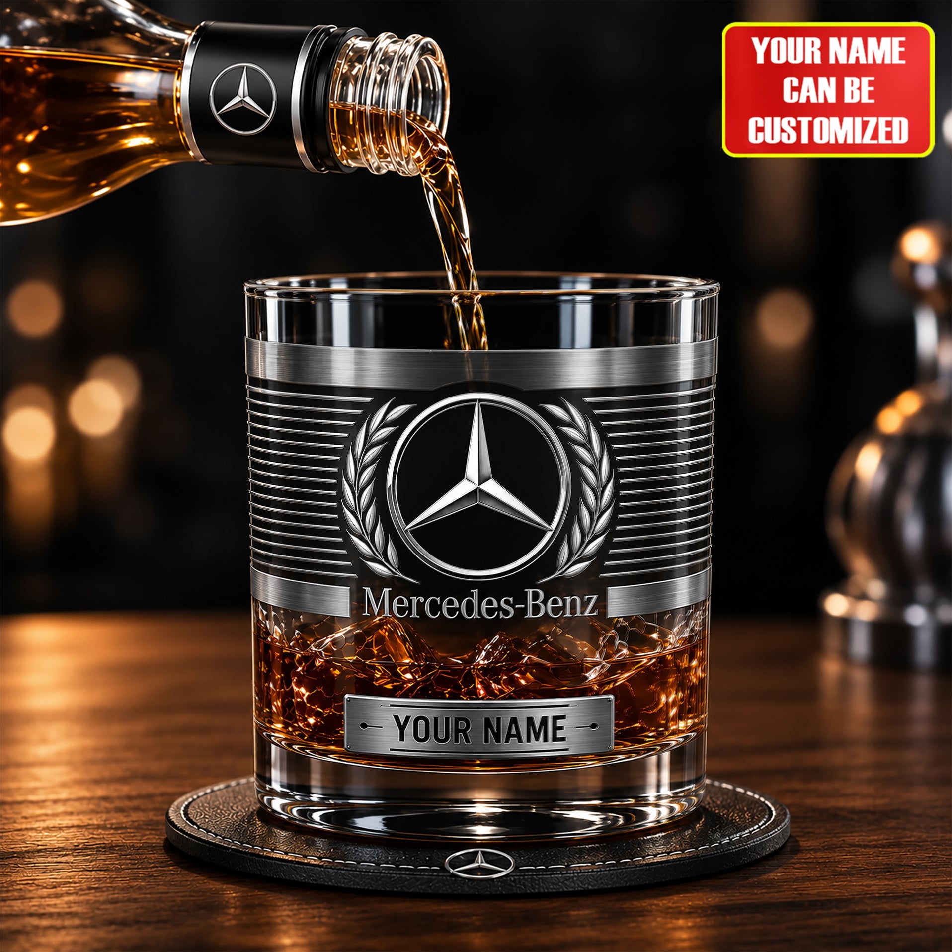 Personalized 100th Anniversary Merc Whiskey Glass Birthday Gift For Husband - Merchluma