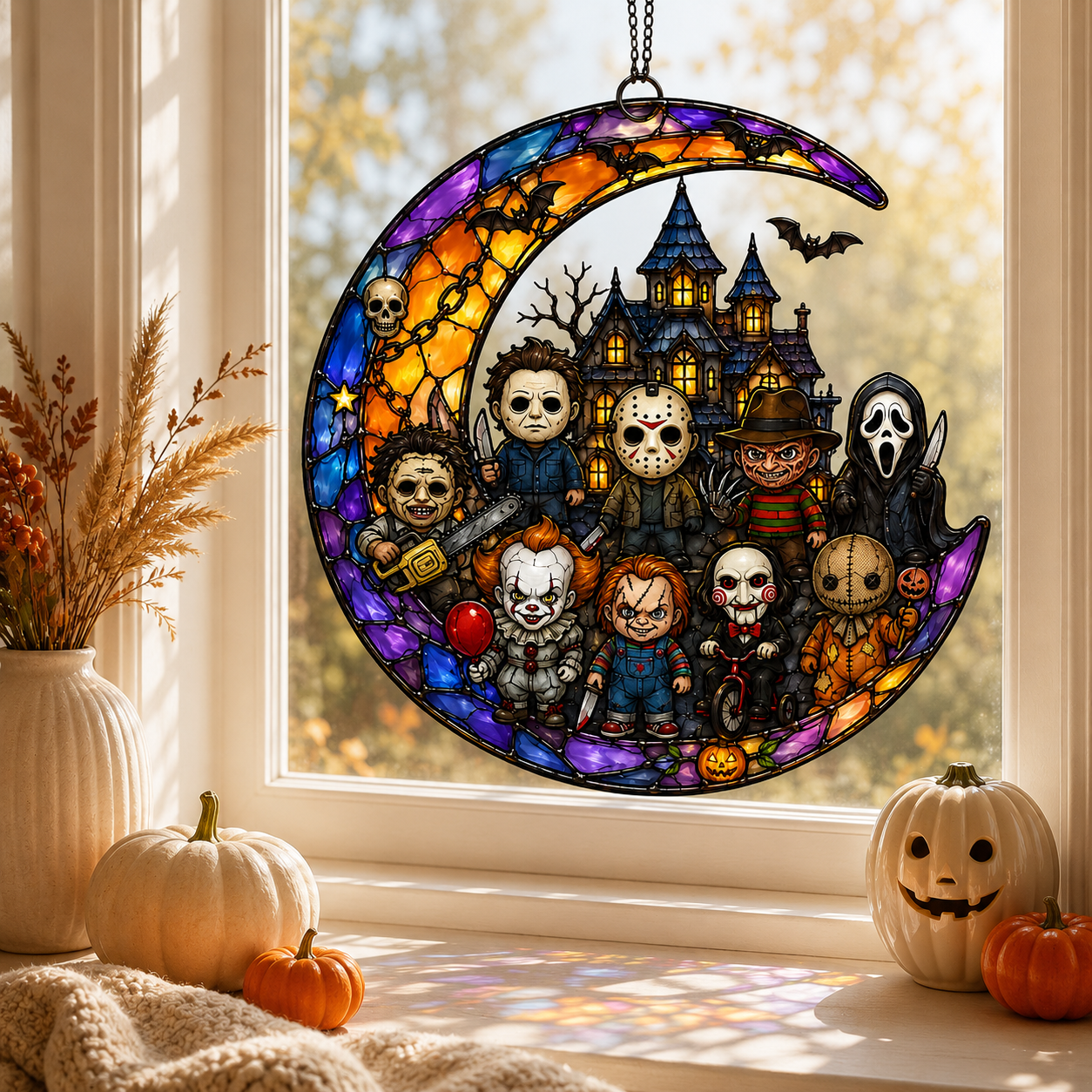 Horror Movie Characters Suncatcher Halloween Window Decoration Gifts For Horror Lovers - Merchluma
