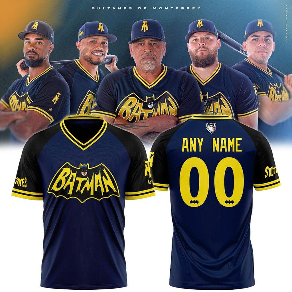 Custom Sultanes De Monterrey X Batman Night 2026 V-Neck T-Shirt Sultanes de Monterrey Merch - Merchluma