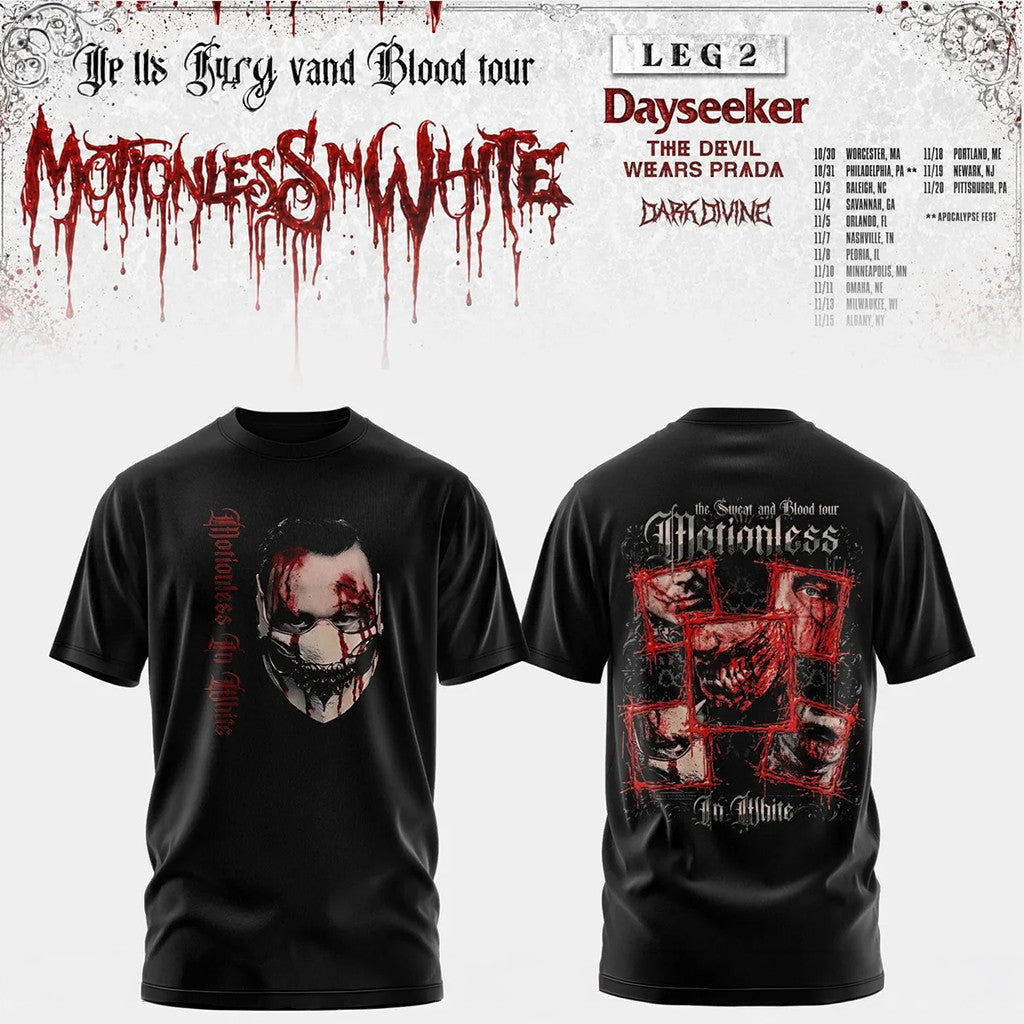 Motionless In White Merch The Sweat And Blood Tour 2026 Shirt Gifts For Friends - Merchluma