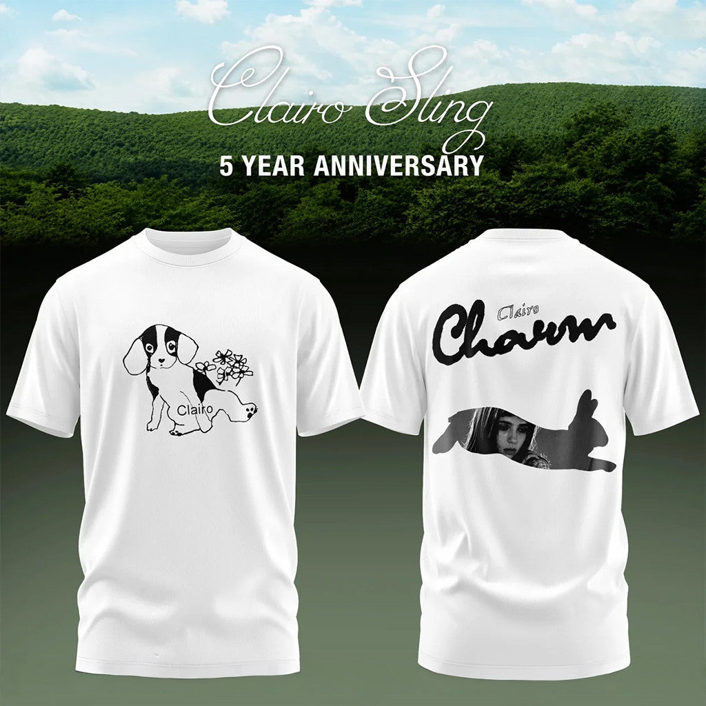 Clairo Sling 5 Year Anniversary T-Shirt Clairo Merch Funny Dog Shirt White Gifts For Music Fans - Merchluma