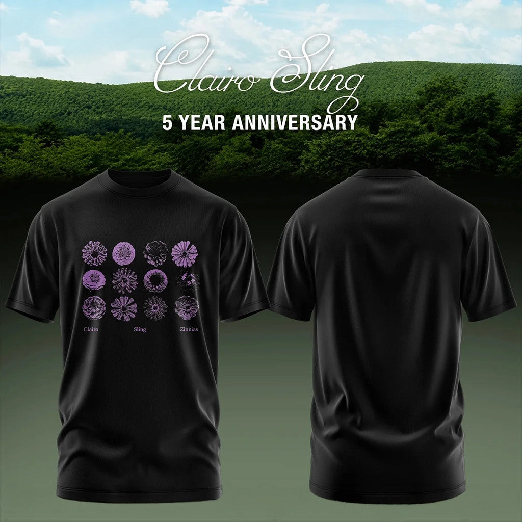 Clairo Merch Clairo Sling 5 Year Anniversary Florals T-Shirt Black Birthday Gifts For Music Lovers - Merchluma