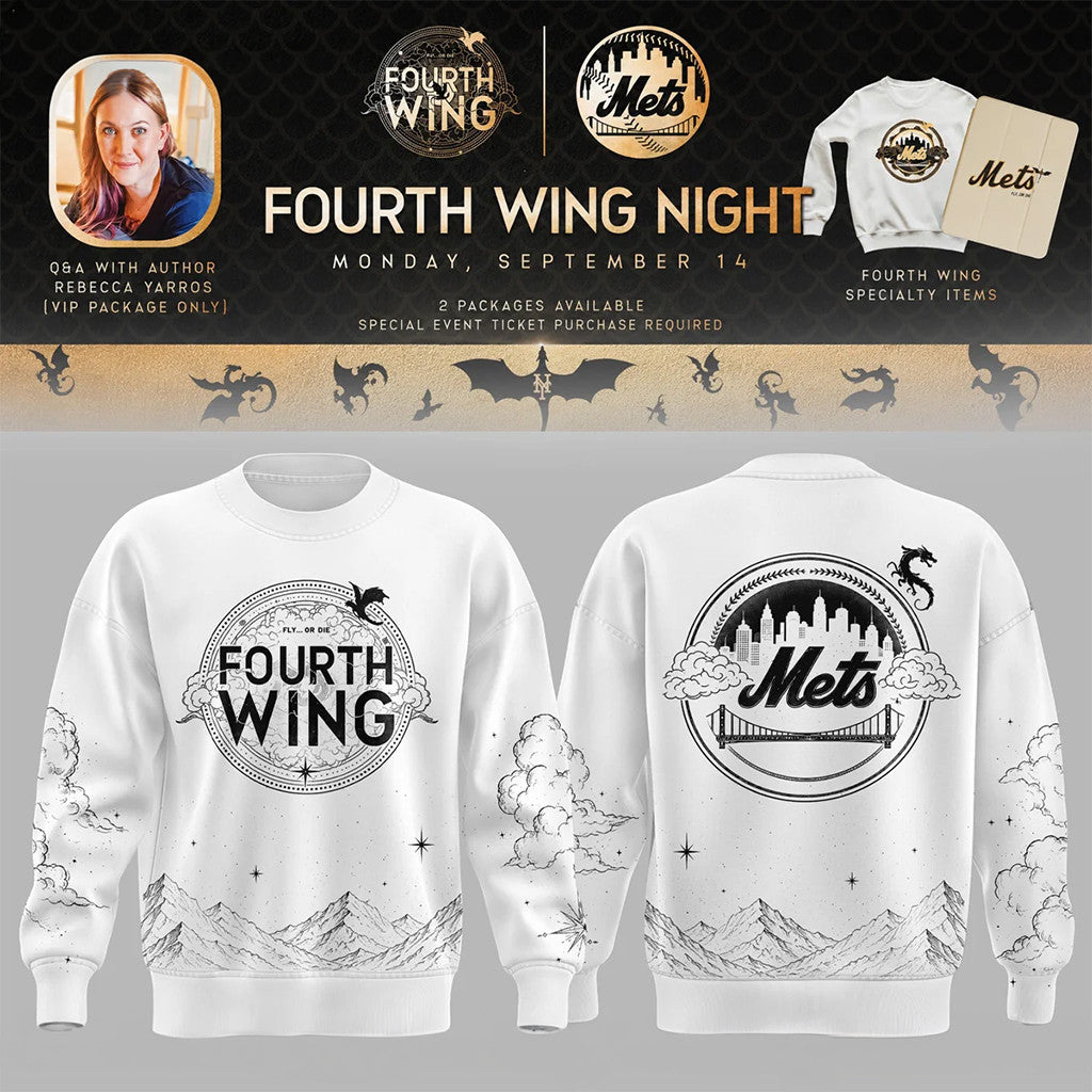 New York Mets x Fourth Wing Night Sweatshirt White NY Mets Merch Gift For Friends - Merchluma