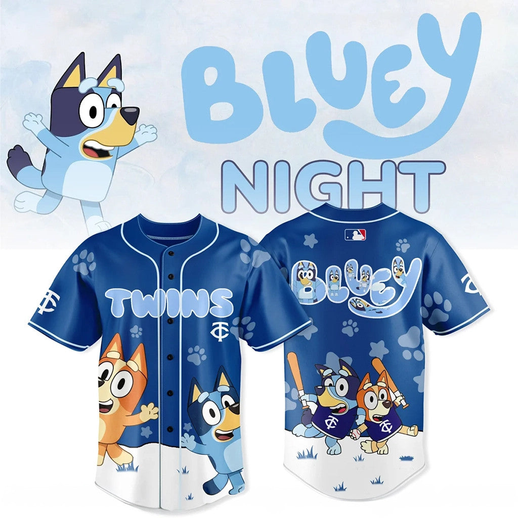 Minnesota Twins x Bluey Night Jersey Twins Merch Gifts For Baseball Fans - Merchluma