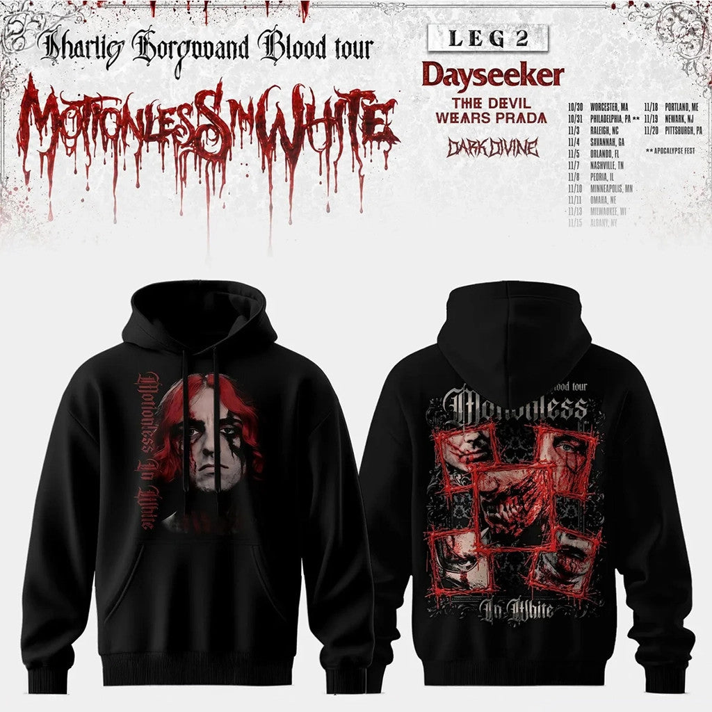 Motionless In White The Sweat And Blood Tour 2026 Hoodie Motionless In White Merch Gifts For Fan - Merchluma