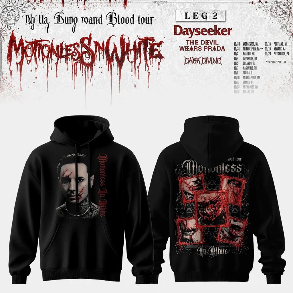Motionless In White The Sweat And Blood Tour 2026 Hoodie Motionless In White Merchandise - Merchluma