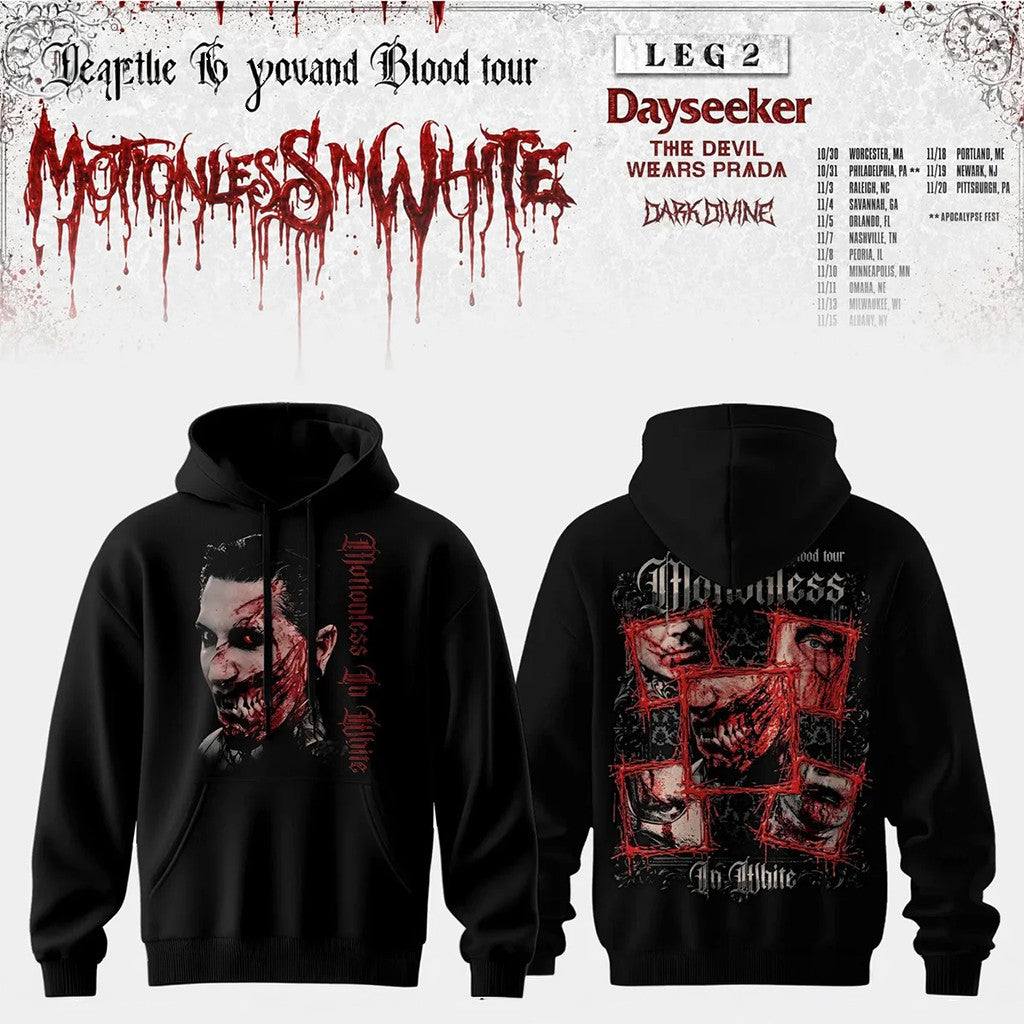 Motionless In White Merch The Sweat And Blood Tour 2026 Hoodie Halloween Gifts For Fans - Merchluma