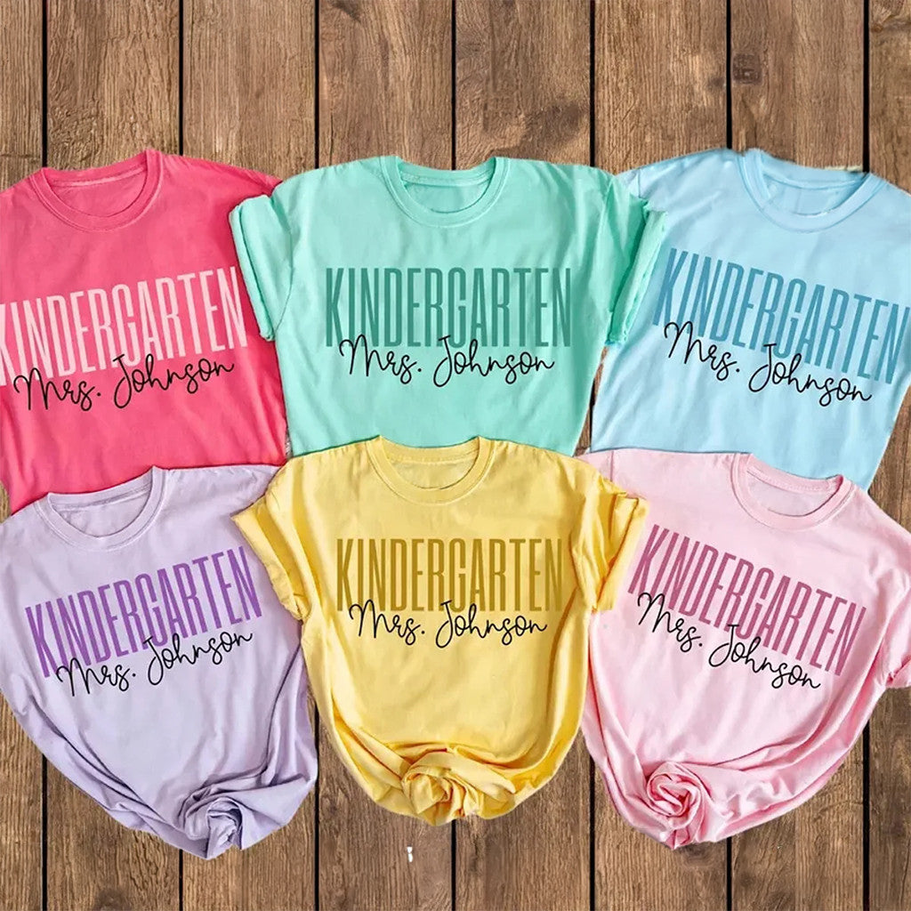 Personalized Kindergarten Teacher T-Shirt Back To School Shirt Gift Ideas For Teachers - Merchluma
