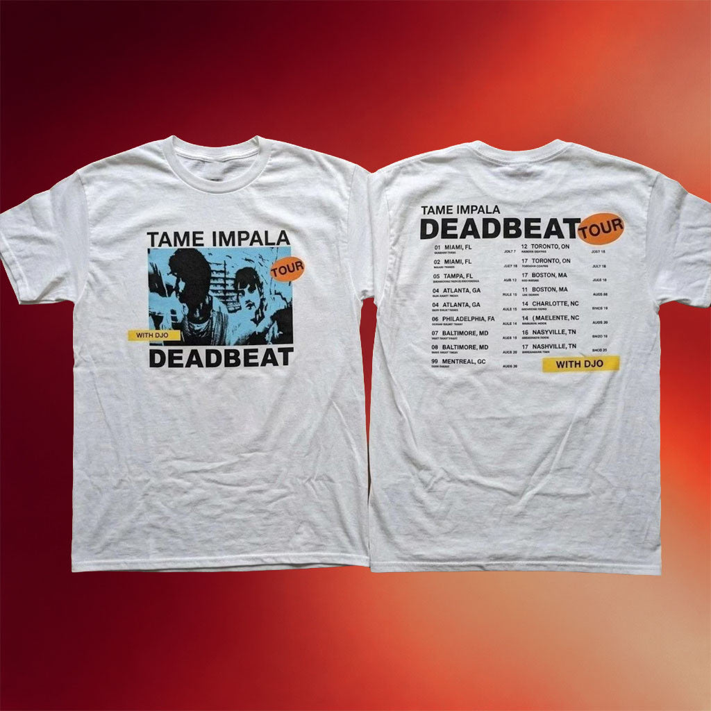 Tame Impala Merch 2026 Tame Impala Deadbeat Tour Shirt White DJO Merch Music Fan Apparel - Merchluma