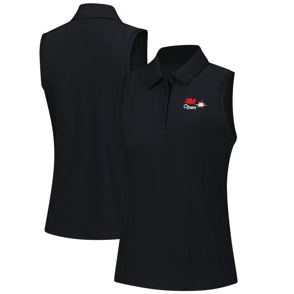 3M Open Merch 2026 Black 3M Open Victory Performance Sleeveless Polo Shirt Ladies Golf Gifts - Merchluma