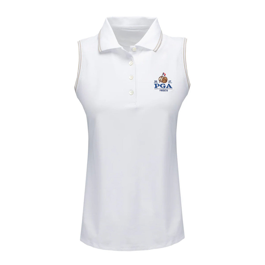 PGA Championship Merch 2027 PGA Championship Women's Canterbury Tipped Sport Sleeveless Polo Shirt - Merchluma