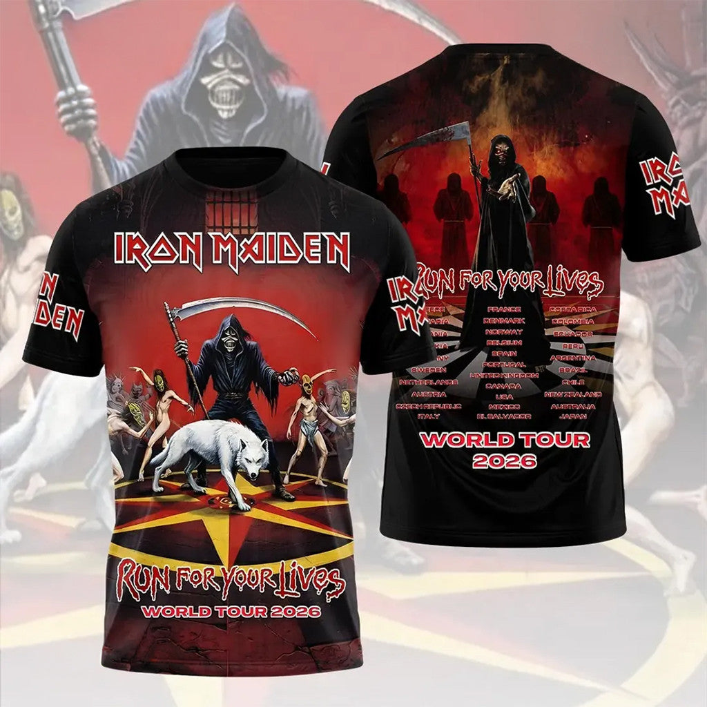 Iron Maiden Run For Your Lives 2026 Tour T-Shirt Iron Maiden Merch Unique Gifts For Him - Merchluma