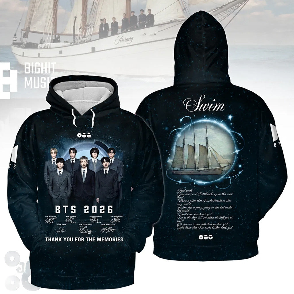BTS 2026 Thank You For The Memories Signatures Hoodie BTS Apparel Gift For Army Fans - Merchluma