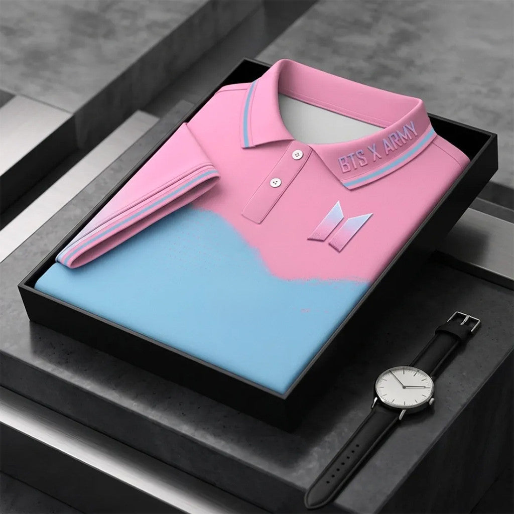 Custom Name BTS X Army Pink Polo Shirt BTS Merch Fun Gifts For Fans - Merchluma