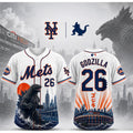 New York Mets X Godzilla Minus One Baseball Jersey New York Mets Merch Best Gifts For Husband - Merchluma