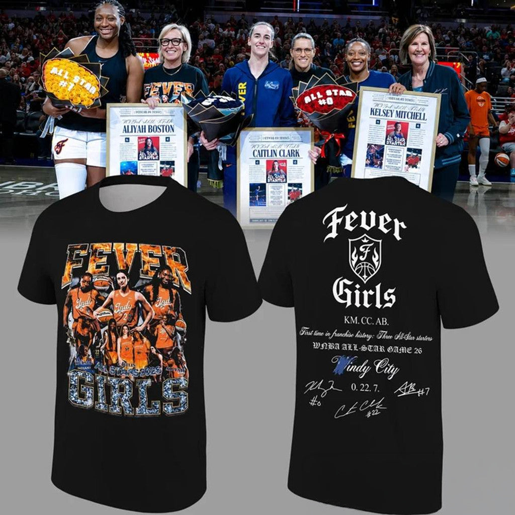 Indiana Fever All-Stars Aliyah Boston Caitlin Clark Kelsey Mitchell T-Shirt Indiana Fever Merch - Merchluma