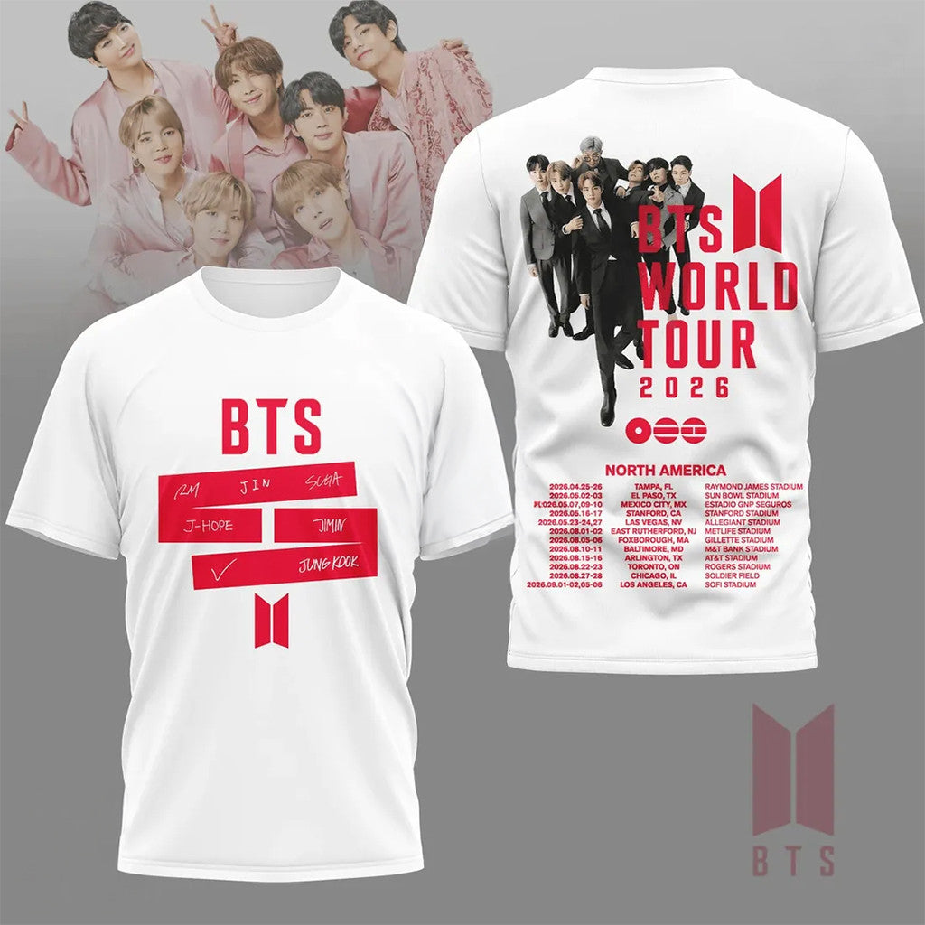 BTS 2026 World Tour Logo T-Shirt BTS Merch Birthday Gift Ideas For Men - Merchluma