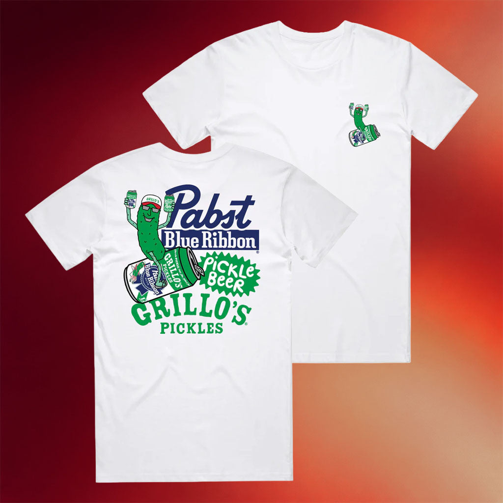 Grillo's Pickles Merch 2026 Grillo's X PBR T-Shirt White Gift Ideas For Brothers - Merchluma