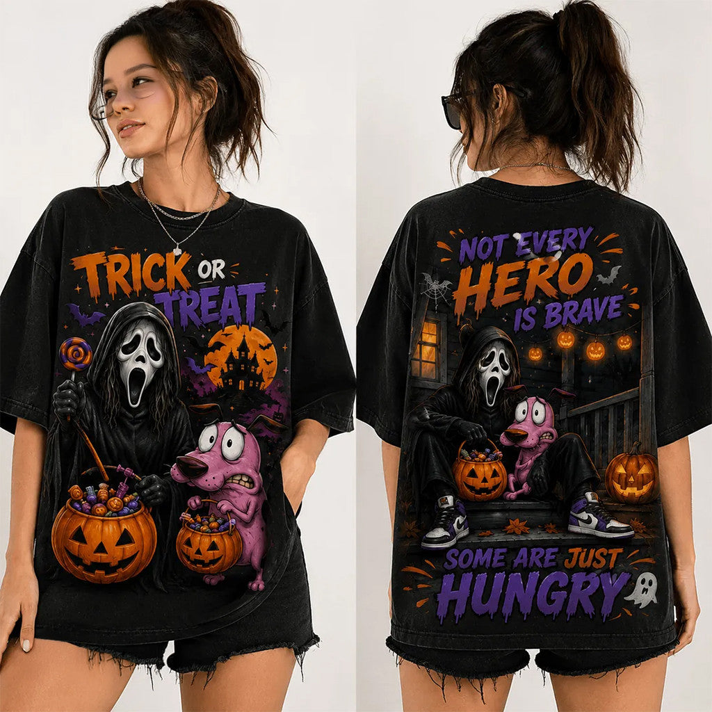 Ghostface X Courage The Cowardly Dog Halloween T-Shirt Ghostface Merch Gifts - Merchluma