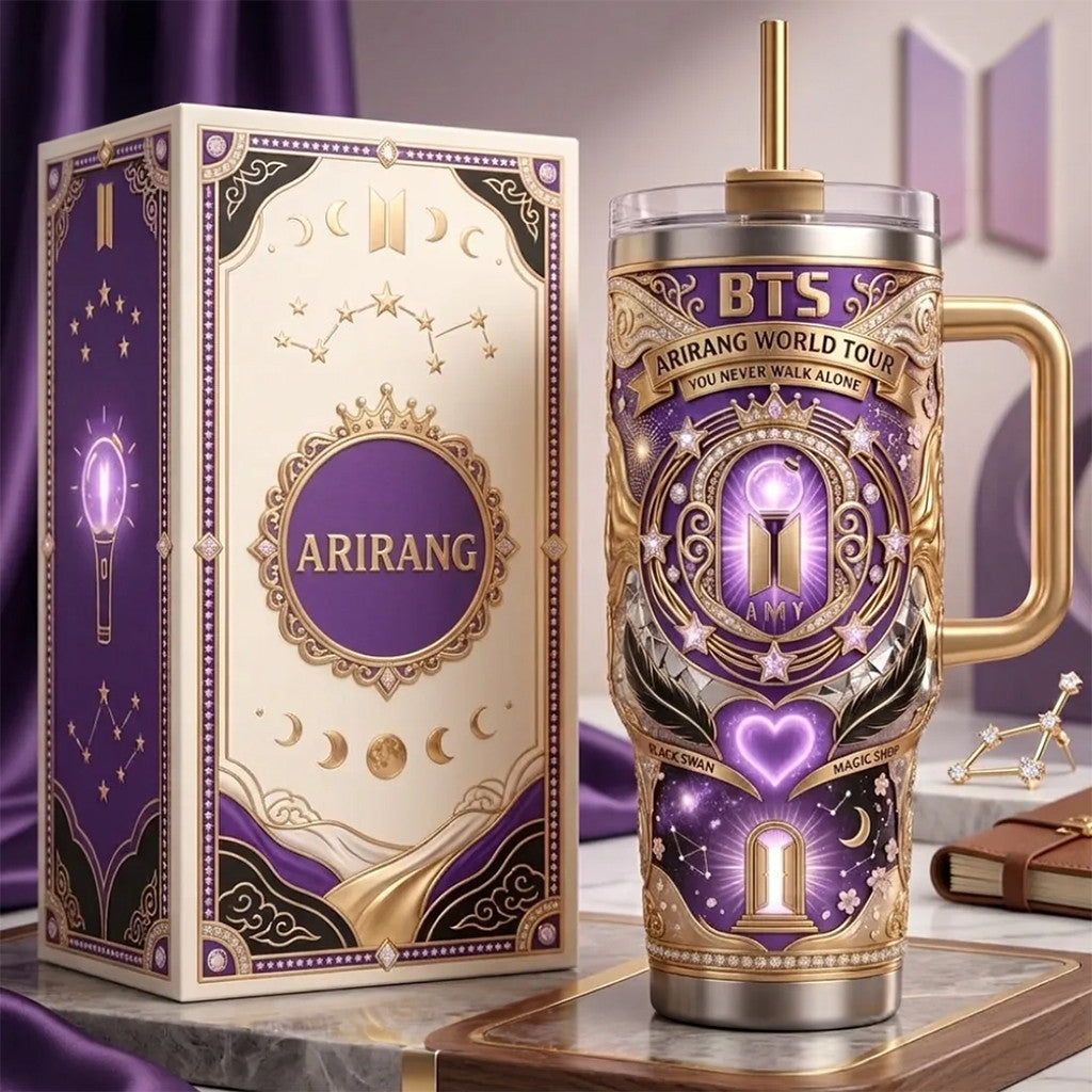 BTS Arirang World Tour Handle Tumbler Bangtan Comeback 2026 Merch Good Gifts For Men - Merchluma
