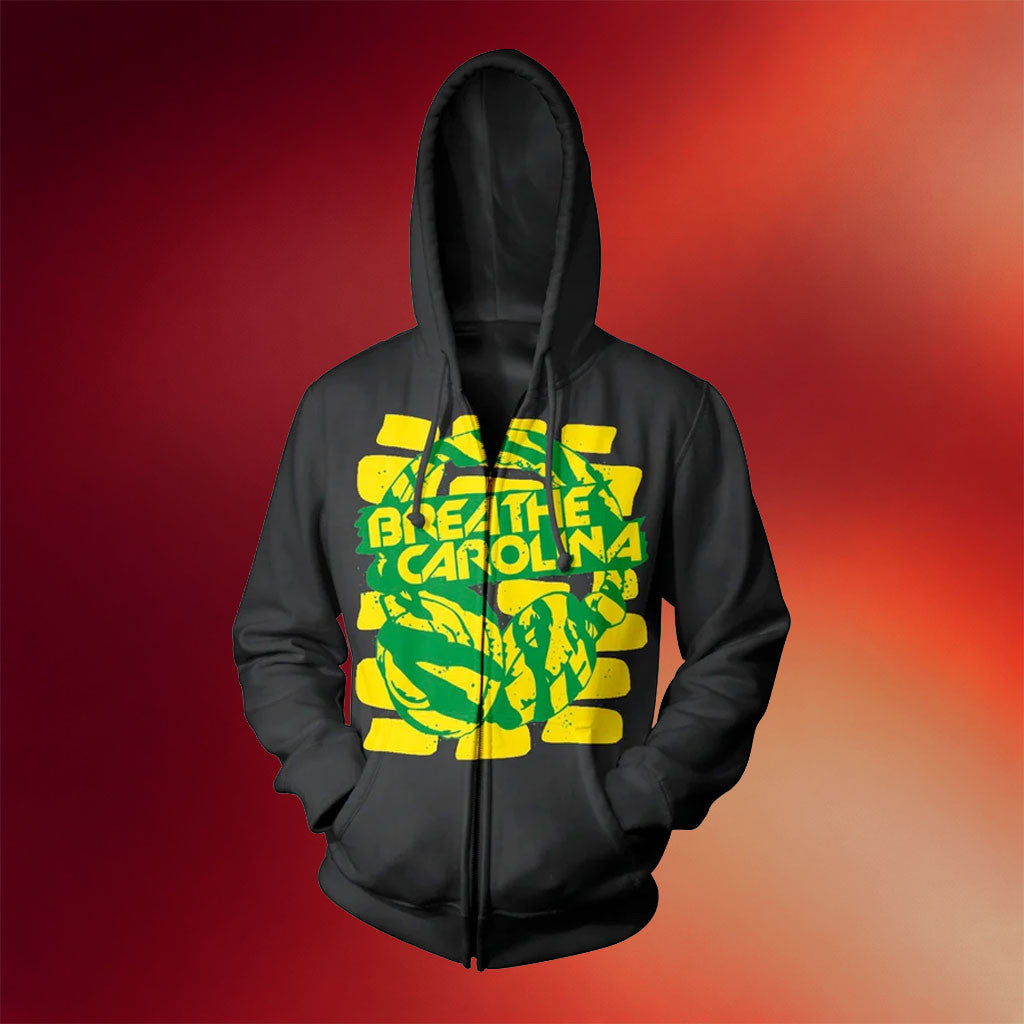 Breathe Carolina Merch 2026 Breathe Carolina Head Phones Black Zip Hoodie Gift For Band Fans - Merchluma