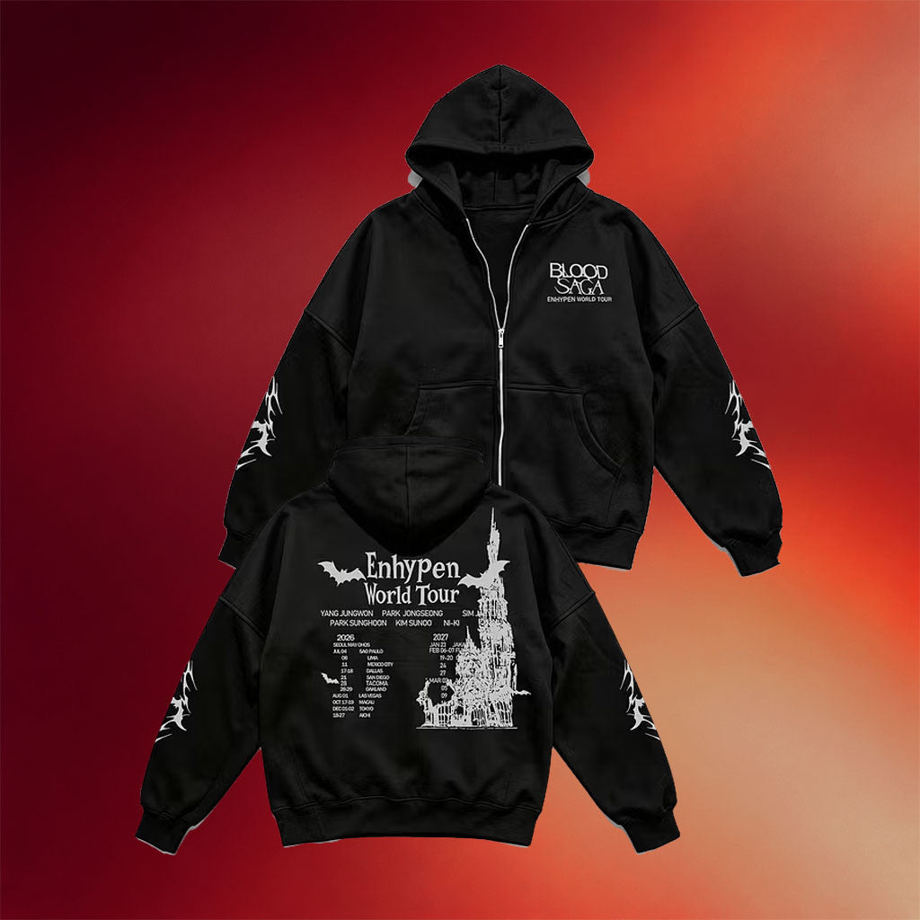 Enhypen Merch 2026 ENHYPEN Blood Saga World Tour Inspired Zip Hoodie Enhypen Merch Blood Saga - Merchluma