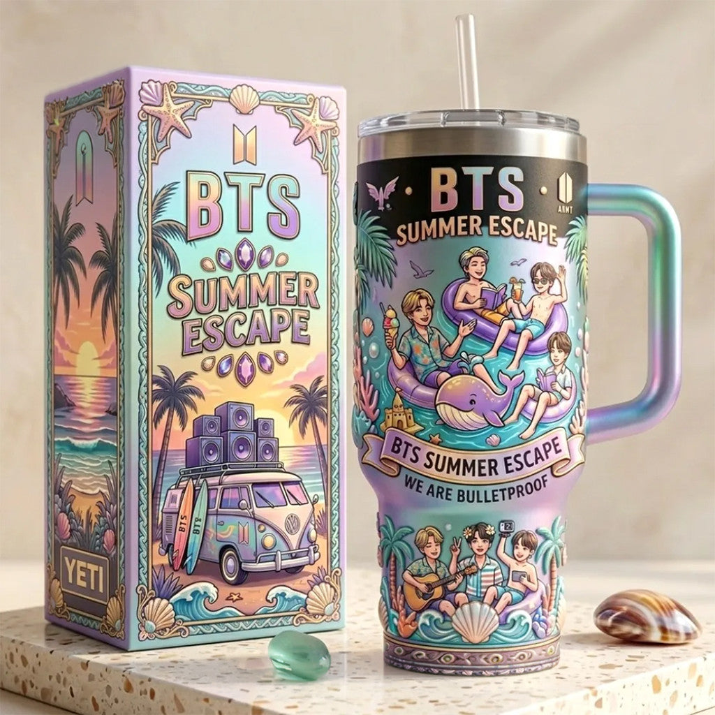 BTS Summer Escape Handle Tumbler BTS Concert 2026 Merch Gift For Army Fans - Merchluma