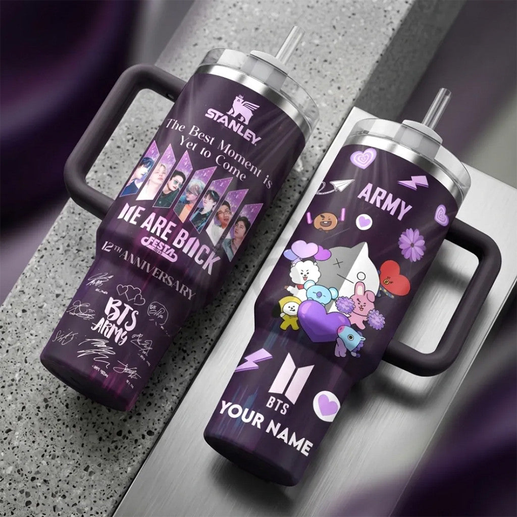 Custom BTS Festa 12th Anniversary Handle Tumbler Cup BTS Merch Gift For Army Fans - Merchluma
