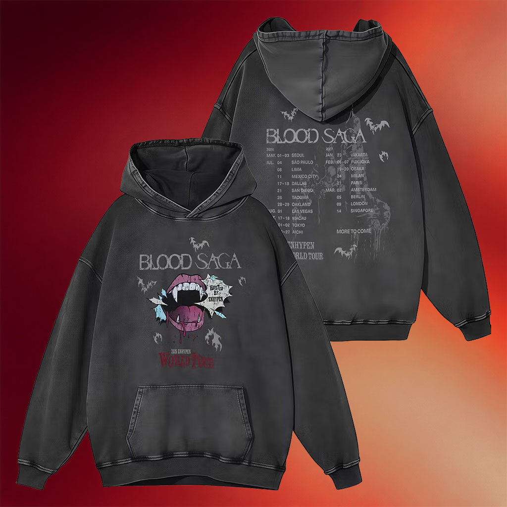 Enhypen Merch 2026 ENHYPEN Blood Saga World Tour Inspired Hoodie Enhypen Merch Blood Saga - Merchluma